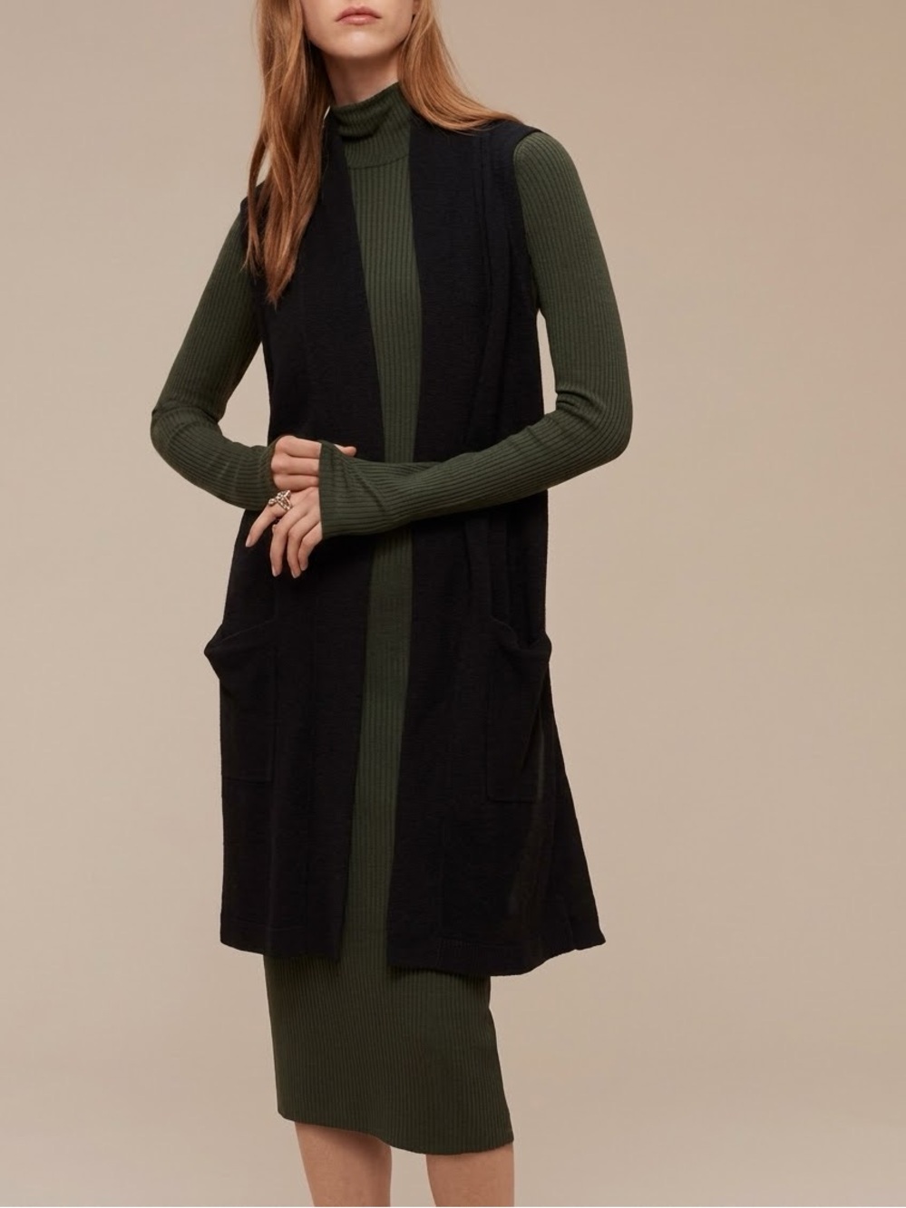 Wilfred Dunkirk Long Sweater Vest – Black, Size XS